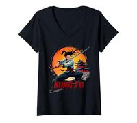 Womens Kung Fu Girl V-Neck T-Shirt