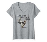 Womens Kung Fu Panda Po And Mr. Ping Living The Noodle Dream V-Neck T-Shirt