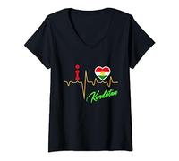 Womens Kurdish,kurd,kurdistan Flag. V-Neck T-Shirt
