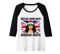 Womens Kurdish Roots British Born Girl Pride Kurdistan Heritage Raglan Baseball Tee