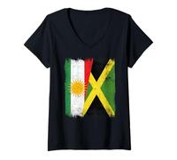 Women's Kurdistan Jamaica Flag Kurdish Jamaican V-Neck T-Shirt