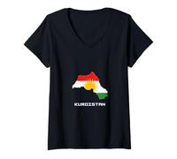 Womens Kurdistan Map Flag - bzhi kurdo kurdistan V-Neck T-Shirt