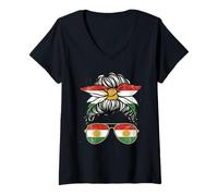 Women's Kurdistan Tshirt Flag Souvenir Rojava Kurd Nawroz Kurdish V-Neck T-Shirt