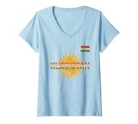 Women's Kurdistan Tshirt Flag Souvenir Rojava Kurd Nawroz Kurdish V-Neck T-Shirt