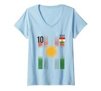 Women's Kurdistan Tshirt Flag Souvenir Rojava Kurd Nawroz Kurdish V-Neck T-Shirt