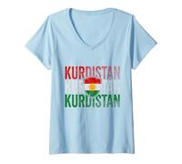 Women's Kurdistan Tshirt Flag Souvenir Rojava Kurd Nawroz Kurdish V-Neck T-Shirt