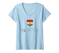 Women's Kurdistan Tshirt Flag Souvenir Rojava Kurd Nawroz Kurdish V-Neck T-Shirt