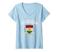 Women's Kurdistan Tshirt Flag Souvenir Rojava Kurd Nawroz Kurdish V-Neck T-Shirt