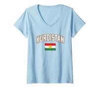 Women's Kurdistan Tshirt Flag Souvenir Rojava Kurd Nawroz Kurdish V-Neck T-Shirt
