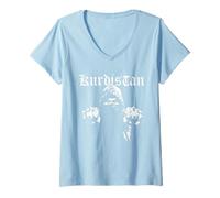 Women's Kurdistan Tshirt Flag Souvenir Rojava Kurd Nawroz Kurdish V-Neck T-Shirt