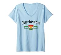 Women's Kurdistan Tshirt Flag Souvenir Rojava Kurd Nawroz Kurdish V-Neck T-Shirt