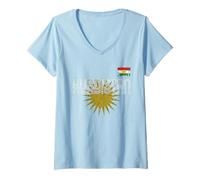 Women's Kurdistan Tshirt Flag Souvenir Rojava Kurd Nawroz Kurdish V-Neck T-Shirt