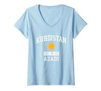 Women's Kurdistan Tshirt Flag Souvenir Rojava Kurd Nawroz Kurdish V-Neck T-Shirt