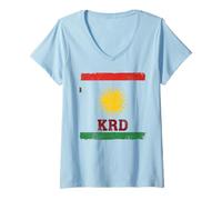 Women's Kurdistan Tshirt Flag Souvenir Rojava Kurd Nawroz Kurdish V-Neck T-Shirt