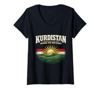 Women's Kurdistan Where The Sun Rises Kurdish Kurd V-Neck T-Shirt