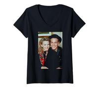 Womens Kylie Minogue And Jason Donovan Neighbours Actors Pop Stars V-Neck T-Shirt