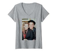 Womens Kylie Minogue & Jason Donovan Neighbours Actors Pop Stars V-Neck T-Shirt