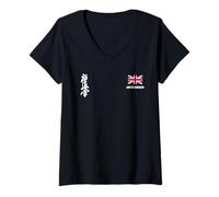 Womens Kyokushinkai Karate UK Dojo Training UNITED KINGDOM flag V-Neck T-Shirt