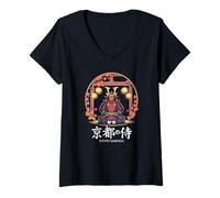 Womens Kyoto Samurai Vintage Torii Autumn Japanese Kanji Souvenir V-Neck T-Shirt