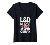 Womens L&D Nurse at Your Cervix, Labor and Delivery Nurse V-Neck T-Shirt