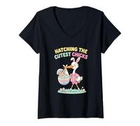 Women's L&D Nurse OBGYN Hatching The Cutest Chicks Stork Midwife V-Neck T-Shirt