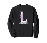 WOMENS 'L' INITIAL LETTER AND PINK GINGHAM FLORALGRN RIBBON Sweatshirt