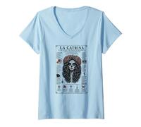 Women's La Catrina Icon of The Dia de las Muertos V-Neck T-Shirt