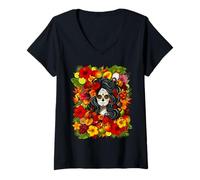 Womens La Catrina s Sugar Skull s Day-of-The-Dead Mexican Art V-Neck T-Shirt