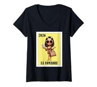 Women's La Comadre 2026 Promoted to Godmother V-Neck T-Shirt