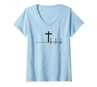 Womens La Cruz representa la Victoria de Cristo sobre la Muerte V-Neck T-Shirt