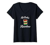 Womens La Dolce Rainbow V-Neck T-Shirt