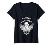 Womens La Femme Snake and Rose Dark Art V-Neck T-Shirt