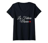 Womens La Future Mariée Tee Fiancée Mariage Fête V-Neck T-Shirt