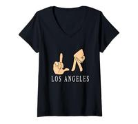 Womens La Los Angeles California Souvenir Beach City West Coast V-Neck T-Shirt