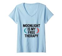 Womens La Lune est ma thérapie gratuite V-Neck T-Shirt