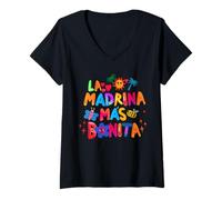 Womens La Madrina Mas Bonita Godmother Gifts For Women Heart V-Neck T-Shirt