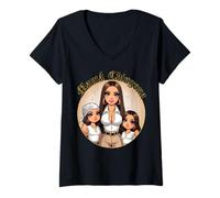 Womens La Mama Mas Chula Cabrona Chingona Curvy Spanish Latina Mom V-Neck T-Shirt