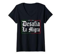 Womens La Migra Immigration Protest Signs Unity V-Neck T-Shirt