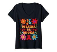 Womens La Migra Immigration Protest Signs Unity V-Neck T-Shirt