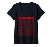 Womens La Migra Immigration Protest Signs Unity V-Neck T-Shirt