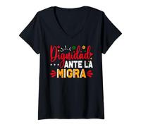 Womens La Migra Immigration Protest Signs Unity V-Neck T-Shirt