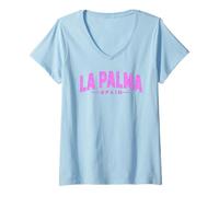 Womens La Palma Spanish Canary Islands Spain Vacation Summer Beach V-Neck T-Shirt