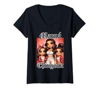 Womens La Patrona Curvy Latina Mom Mama Chula Chingona Cabrona V-Neck T-Shirt