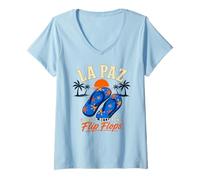 Women's La Paz Baja Mexico - Life is Better in Flip Flops Beach V-Neck T-Shirt