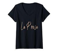 Womens La Presa California Vintage elegant design V-Neck T-Shirt