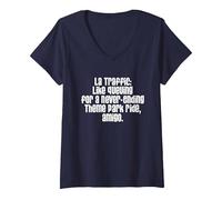 Women's LA Traffic Like queuing for a Never Ending Theme Park Ride V-Neck T-Shirt, Navy Blue, Medium