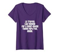 Women's LA Traffic Like queuing for a Never Ending Theme Park Ride V-Neck T-Shirt, Purple, Small