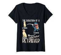 Womens Lab Dog The Evolution of A Labrador Retriever V-Neck T-Shirt