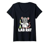 Women's Lab Rat Scientist Cute Science Animal Graphic V-Neck T-Shirt