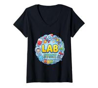 Women's Lab Story Day Funny Cartoon Design tee V-Neck T-Shirt